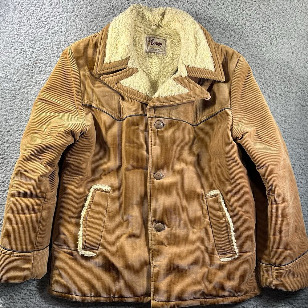 VTG 70s Envoy The Now Jacket Mens Large Tan Corduroy Sherpa Lined Western Coat